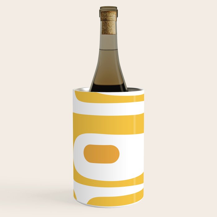 Mid Century Modern Piquet Abstract Pattern Retro Yellow Blue Green White Wine Chiller Gallery Image 3
