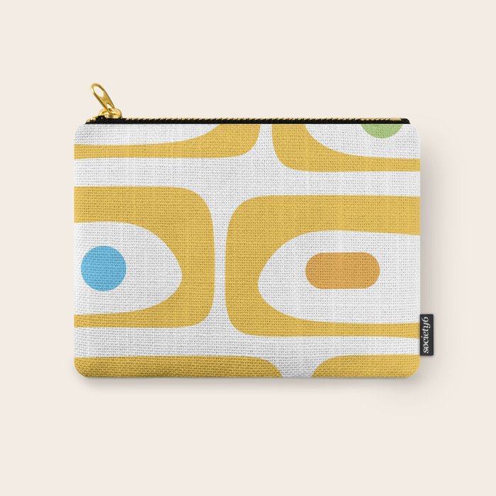 Mid Century Modern Piquet Abstract Pattern Retro Yellow Blue Green White Carry All Pouch Gallery Image 1