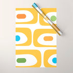 Mid Century Modern Piquet Abstract Pattern Retro Yellow Blue Green White Wrapping Paper Gallery Image 1