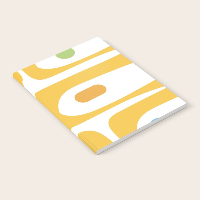 Mid Century Modern Piquet Abstract Pattern Retro Yellow Blue Green White Notebook Gallery Image 1
