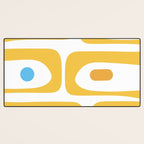 Mid Century Modern Piquet Abstract Pattern Retro Yellow Blue Green White Desk Mat Gallery Image 3