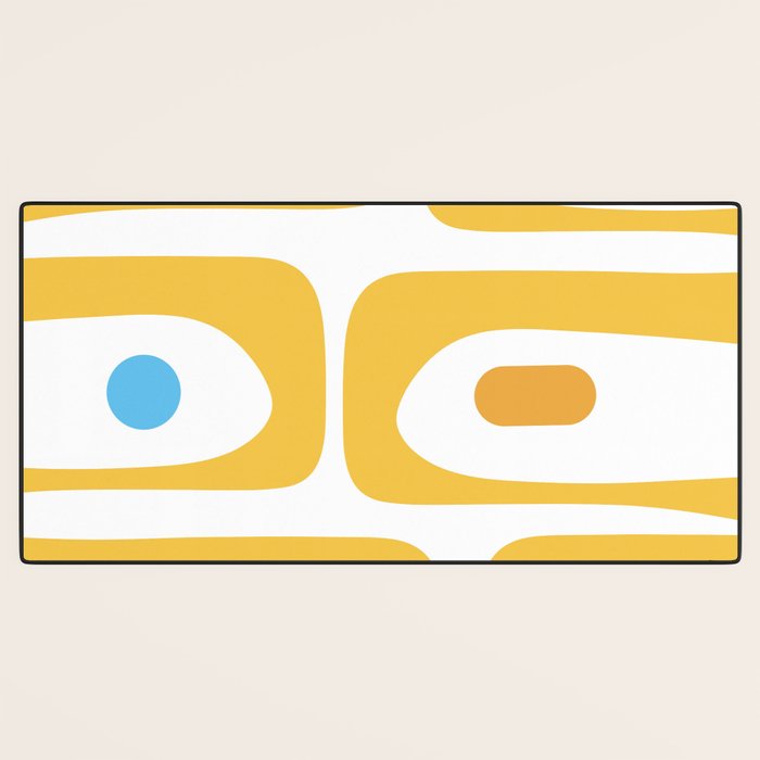 Mid Century Modern Piquet Abstract Pattern Retro Yellow Blue Green White Desk Mat Gallery Image 3