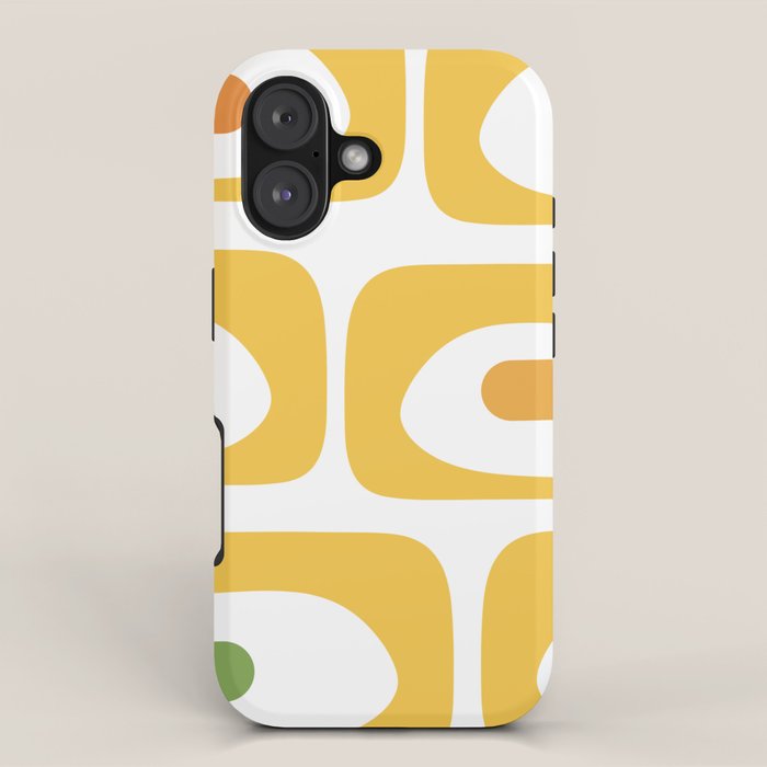 Mid Century Modern Piquet Abstract Pattern Retro Yellow Blue Green White iPhone Case Gallery Image 1