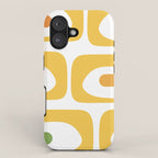 Mid Century Modern Piquet Abstract Pattern Retro Yellow Blue Green White iPhone Case Gallery Image 1