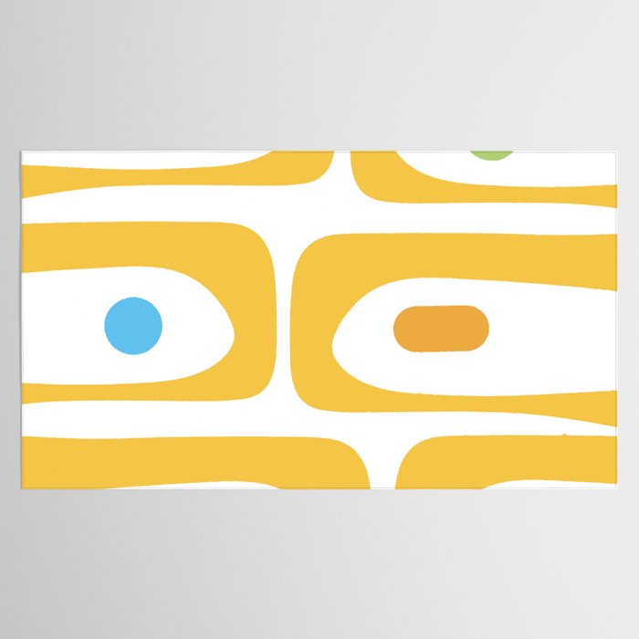 Mid Century Modern Piquet Abstract Pattern Retro Yellow Blue Green White Tablecloth Gallery Image 2