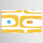 Mid Century Modern Piquet Abstract Pattern Retro Yellow Blue Green White Tablecloth Gallery Image 2