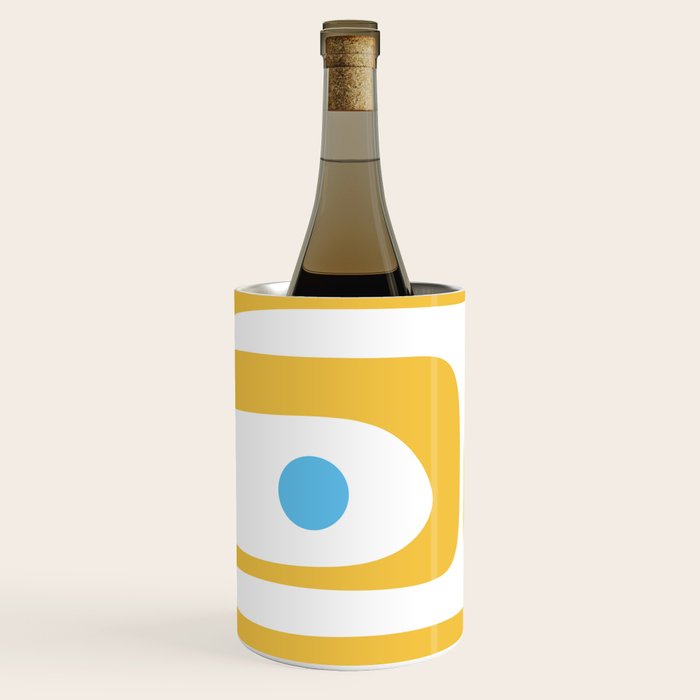 Mid Century Modern Piquet Abstract Pattern Retro Yellow Blue Green White Wine Chiller Gallery Image 2