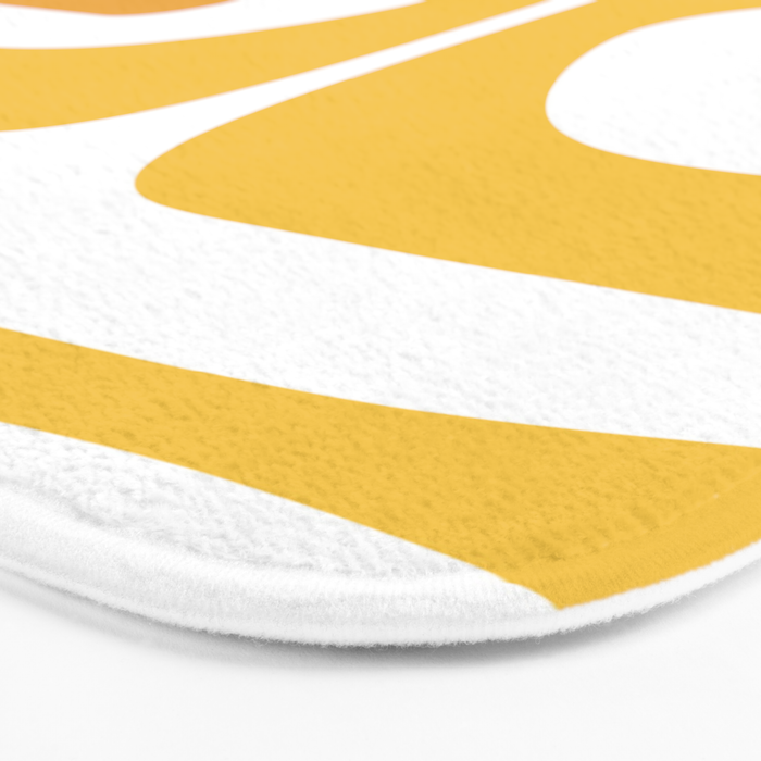 Mid Century Modern Piquet Abstract Pattern Retro Yellow Blue Green White Bath Mat Gallery Image 3