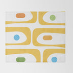 Mid Century Modern Piquet Abstract Pattern Retro Yellow Blue Green White Throw Blanket Gallery Image 2