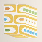 Mid Century Modern Piquet Abstract Pattern Retro Yellow Blue Green White Wrapping Paper Gallery Image 3