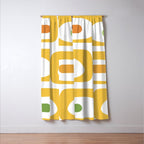 Mid Century Modern Piquet Abstract Pattern Retro Yellow Blue Green White Window Curtain Gallery Image 3