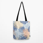 Festive, Floral Print, Coral, Peach, Light Blue, Navy Tote Bag Gallery Image 2