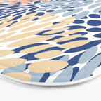 Festive, Floral Print, Coral, Peach, Light Blue, Navy Bath Mat Gallery Image 3