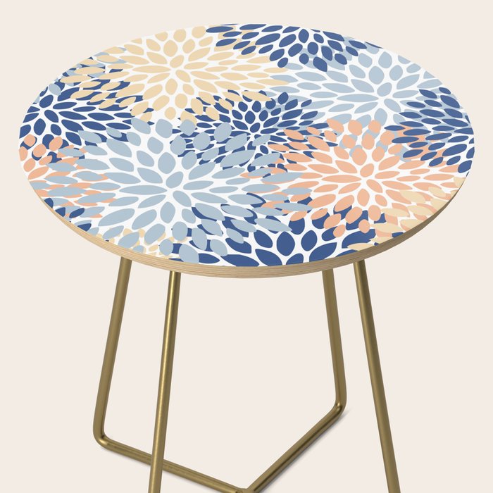 Festive, Floral Print, Coral, Peach, Light Blue, Navy Side Table Gallery Image 2