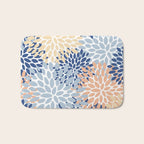 Festive, Floral Print, Coral, Peach, Light Blue, Navy Bath Mat Gallery Image 1