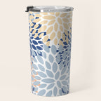 Festive, Floral Print, Coral, Peach, Light Blue, Navy Travel Mug Gallery Image 3