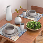 Festive, Floral Print, Coral, Peach, Light Blue, Navy Placemat Gallery Image 2