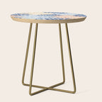 Festive, Floral Print, Coral, Peach, Light Blue, Navy Side Table Gallery Image 1