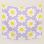 Happy Flower Retro Pattern Wall Tapestry Gallery Image 4