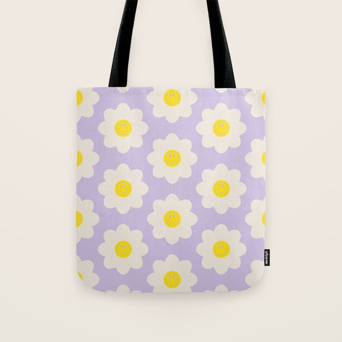 Happy Flower Retro Pattern Tote Bag Gallery Image 1