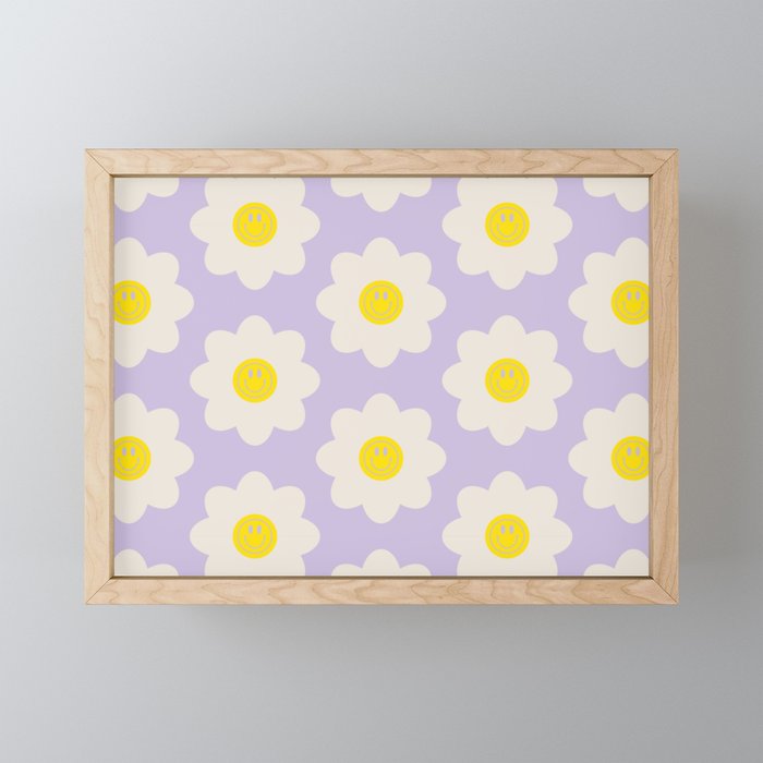 Happy Flower Retro Pattern Mini Art Print Gallery Image 1