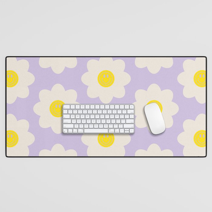 Happy Flower Retro Pattern Desk Mat Gallery Image 1