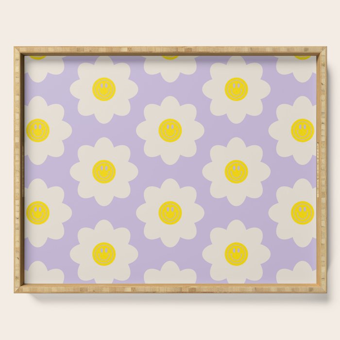 Happy Flower Retro Pattern Serving Tray Gallery Image 1