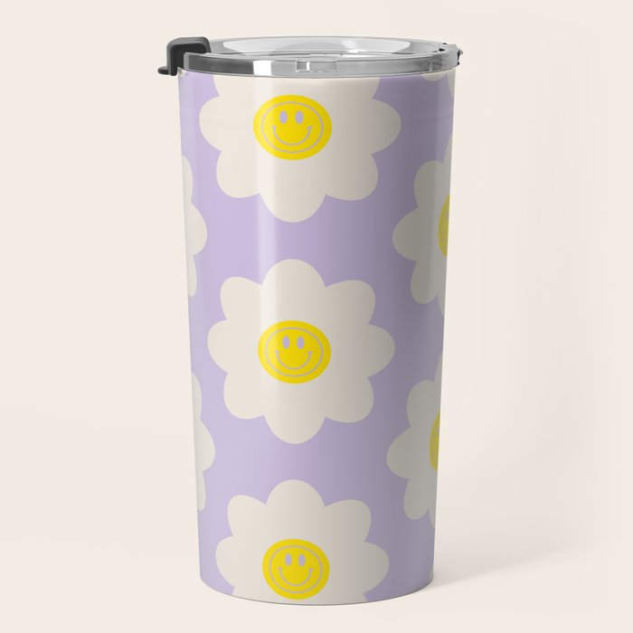 Happy Flower Retro Pattern Travel Mug Gallery Image 3