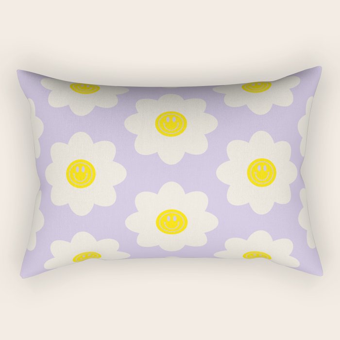 Happy Flower Retro Pattern Rectangular Pillow Gallery Image 1