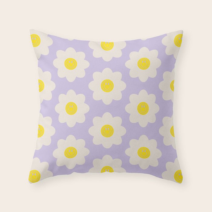 Happy Flower Retro Pattern Throw Pillow Gallery Image 6
