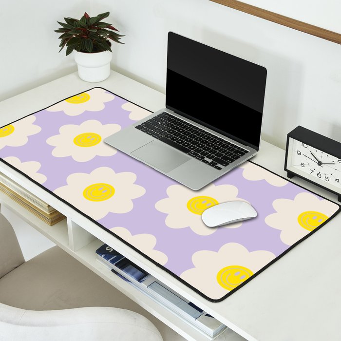 Happy Flower Retro Pattern Desk Mat Gallery Image 2