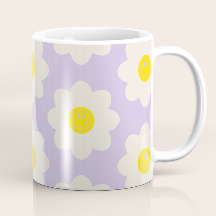 Happy Flower Retro Pattern Coffee Mug Gallery Image 1