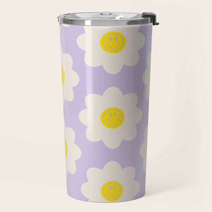 Happy Flower Retro Pattern Travel Mug Gallery Image 2