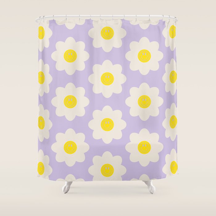 Happy Flower Retro Pattern Shower Curtain Gallery Image 1