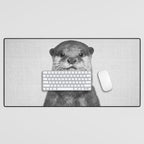 Otter - Black & White Desk Mat Gallery Image 1