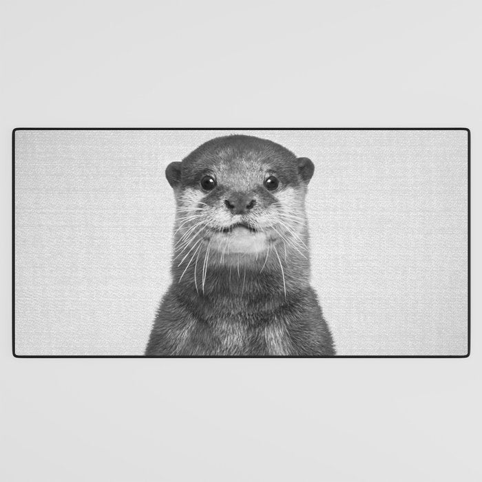 Otter - Black & White Desk Mat Gallery Image 3