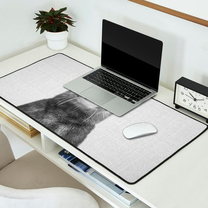 Otter - Black & White Desk Mat Gallery Image 2