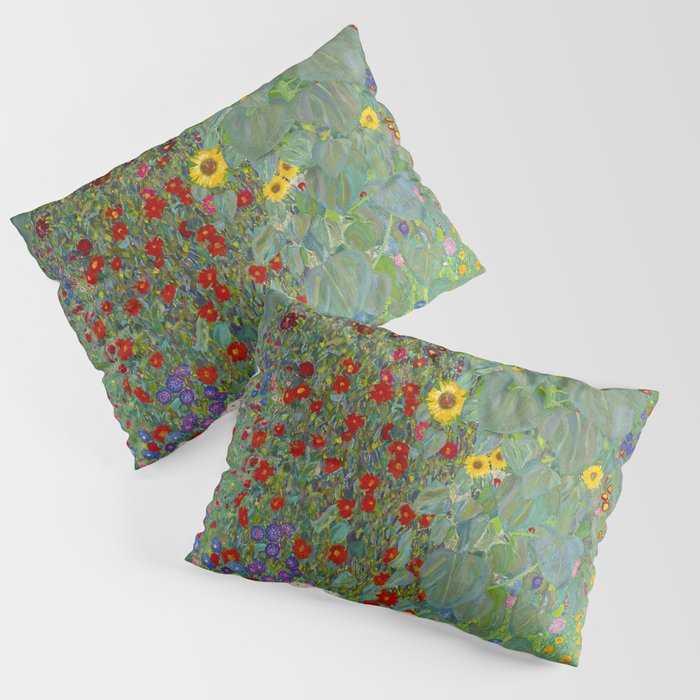 Gustav Klimt Farm Garden With Sunflowers  Pillow Sham Gallery Image 1