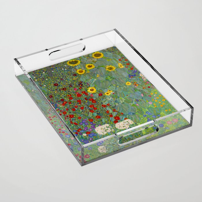 Gustav Klimt Farm Garden With Sunflowers  Acrylic Tray Gallery Image 1