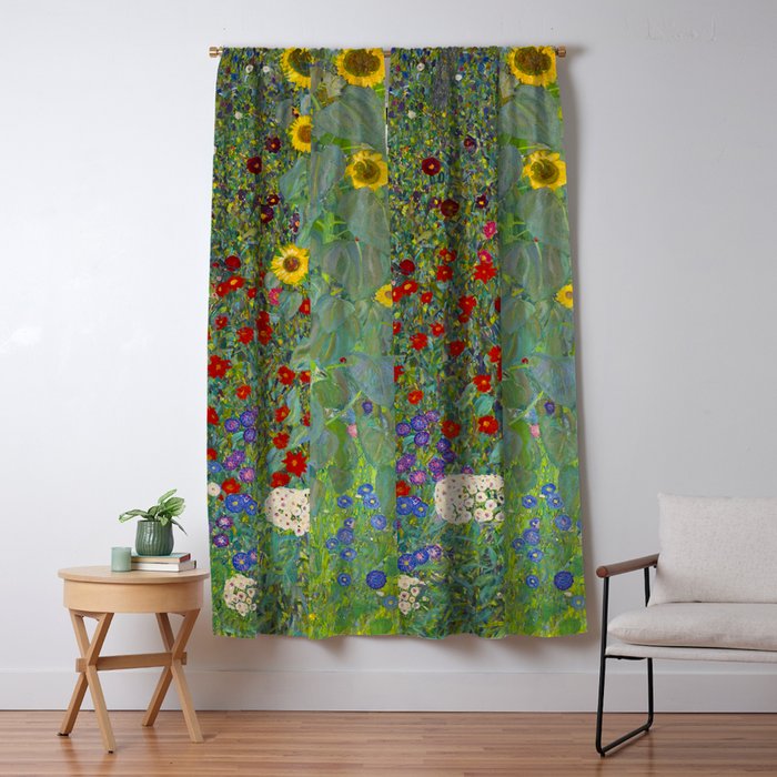 Gustav Klimt Farm Garden With Sunflowers  Window Curtain Gallery Image 1
