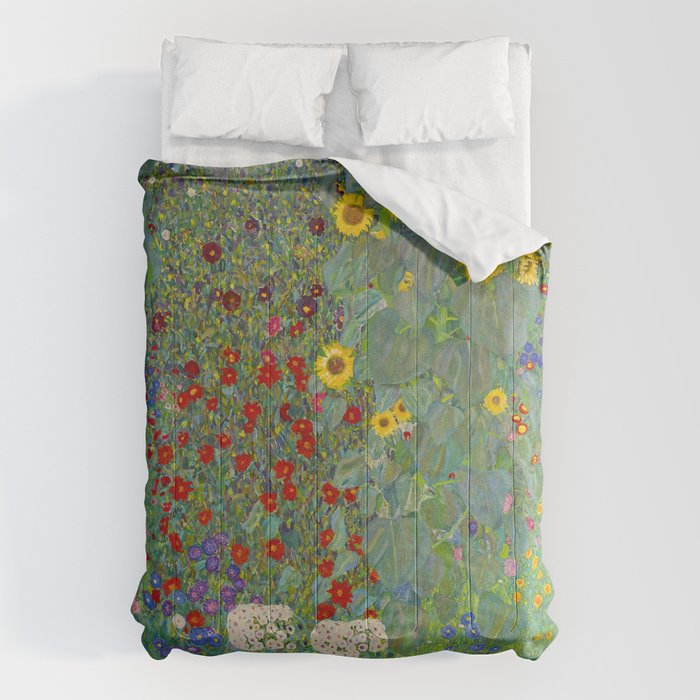 Gustav Klimt Farm Garden With Sunflowers  Comforter Gallery Image 6