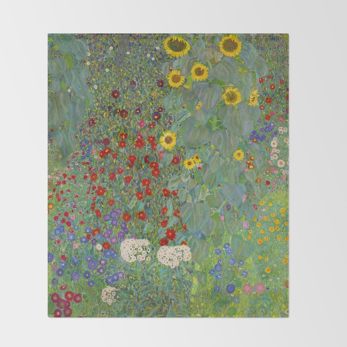 Gustav Klimt Farm Garden With Sunflowers  Throw Blanket Gallery Image 2