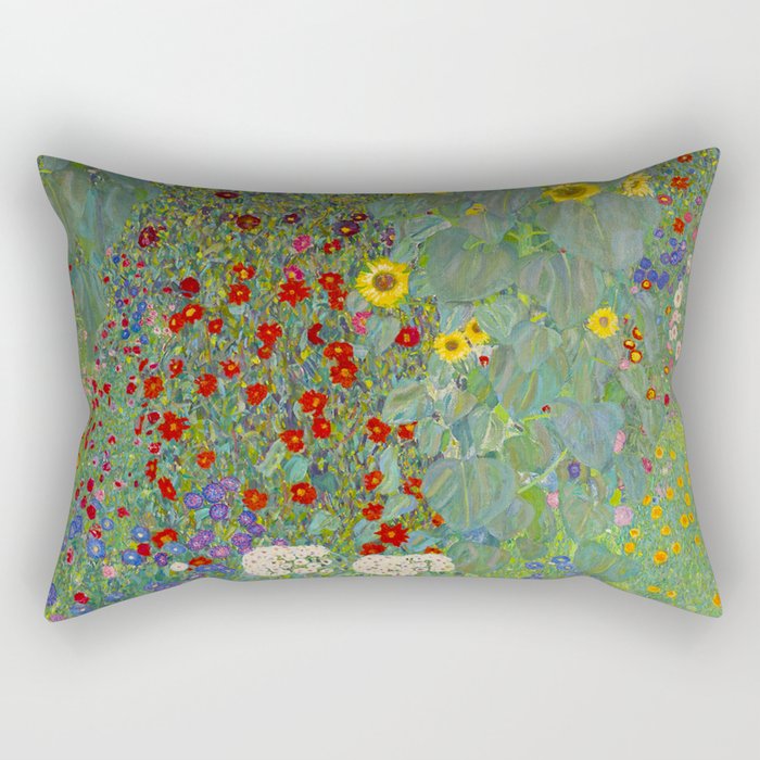 Gustav Klimt Farm Garden With Sunflowers  Rectangular Pillow Gallery Image 1