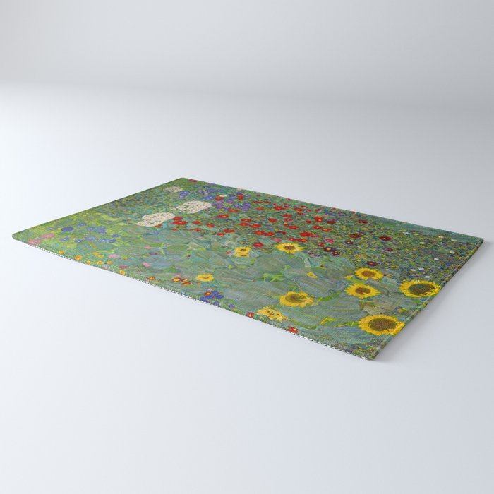Gustav Klimt Farm Garden With Sunflowers  Rug Gallery Image 3