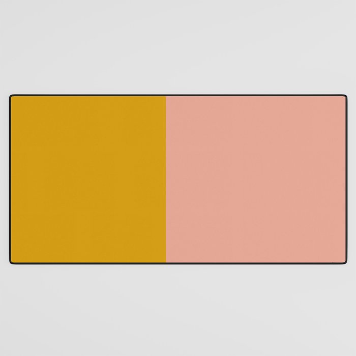 Blush Pink and Mustard Gold Minimalist Color Block Desk Mat Gallery Image 3