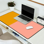 Blush Pink and Mustard Gold Minimalist Color Block Desk Mat Gallery Image 2