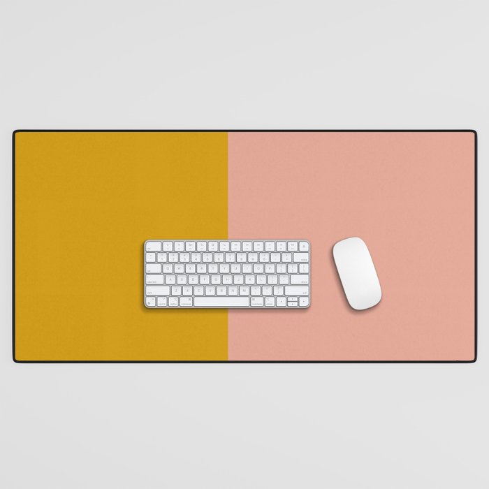 Blush Pink and Mustard Gold Minimalist Color Block Desk Mat Gallery Image 1