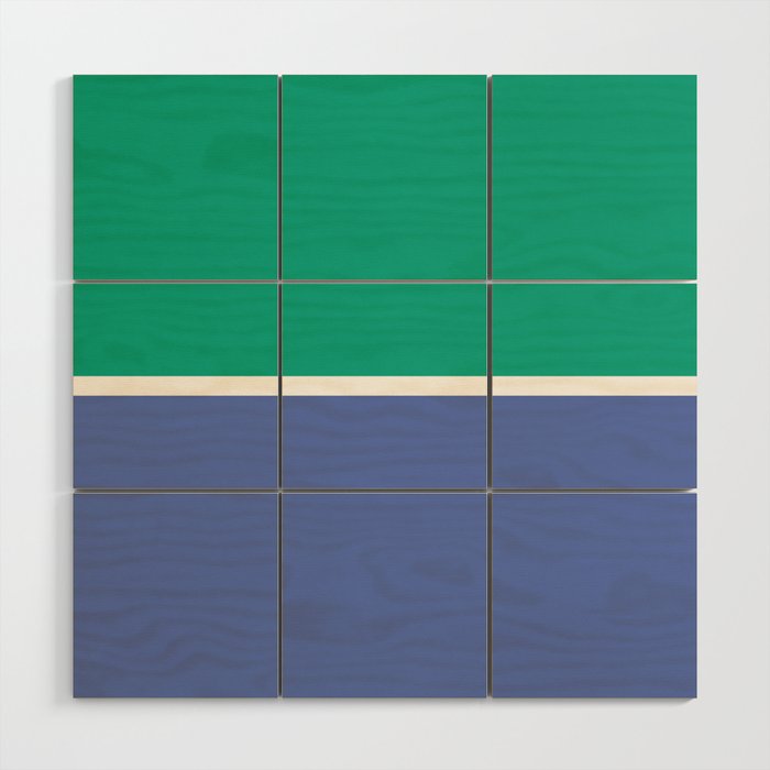 Color Block VI Green Blue Wood Wall Art Gallery Image 1
