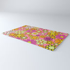 Groovy Floral Retro Garden 60s 70s Flower Pattern Pink Orange Yellow Rug Gallery Image 3