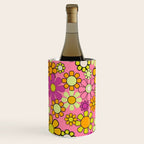 Groovy Floral Retro Garden 60s 70s Flower Pattern Pink Orange Yellow Wine Chiller Gallery Image 1